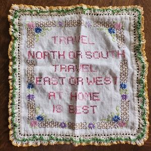 Embroidered Cloth Home is Best Quote Cross Stitch Needlework